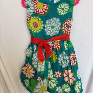 Floral Kids Dress with Red Ribbon Belt